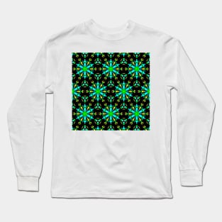 Aqua Lime and Yellow Pattern Long Sleeve T-Shirt